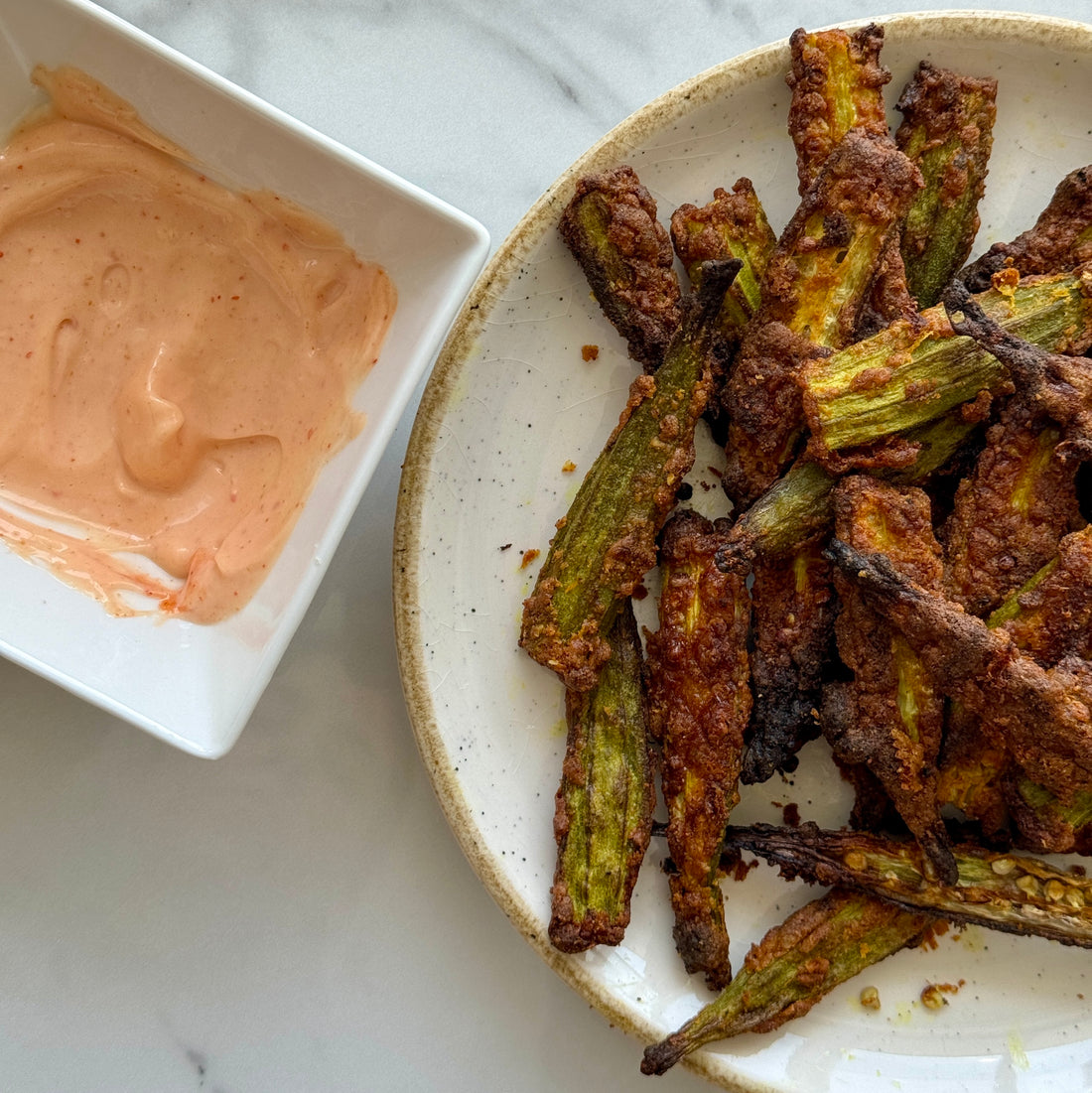 Crunchy Air Fried Bone Broth Okra Chips