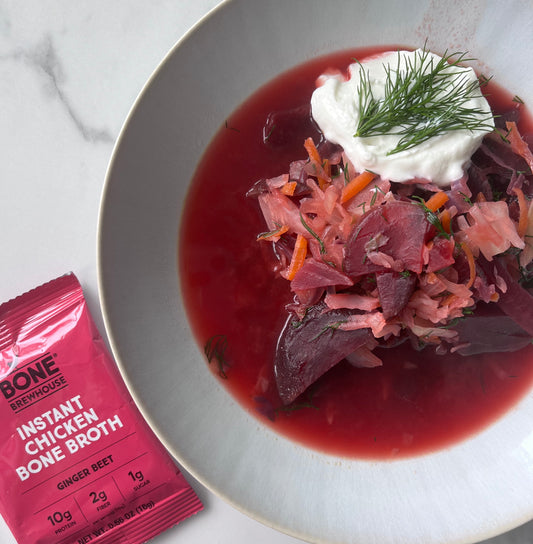 10-Minute Beet Borscht with Bone Broth