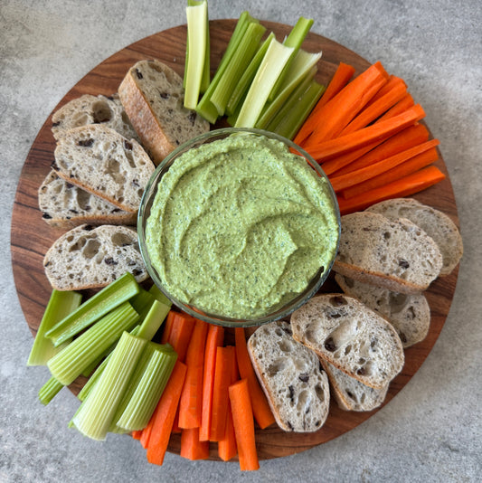 Whipped edamame and pea dip