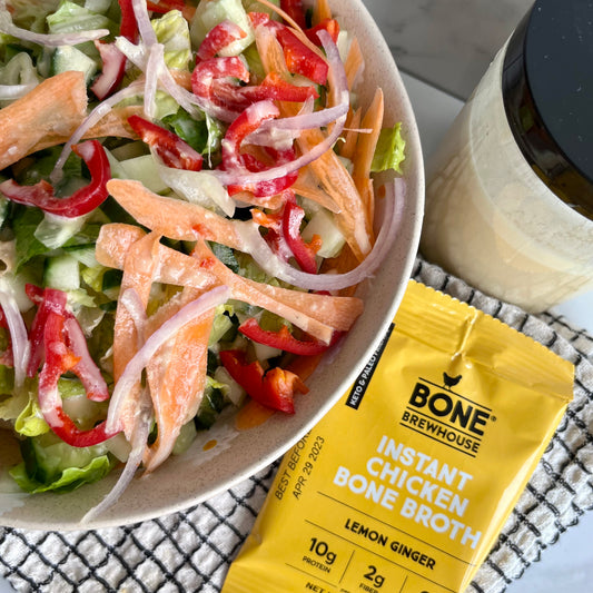 Lemon Ginger Tahini Bone Broth Salad Dressing