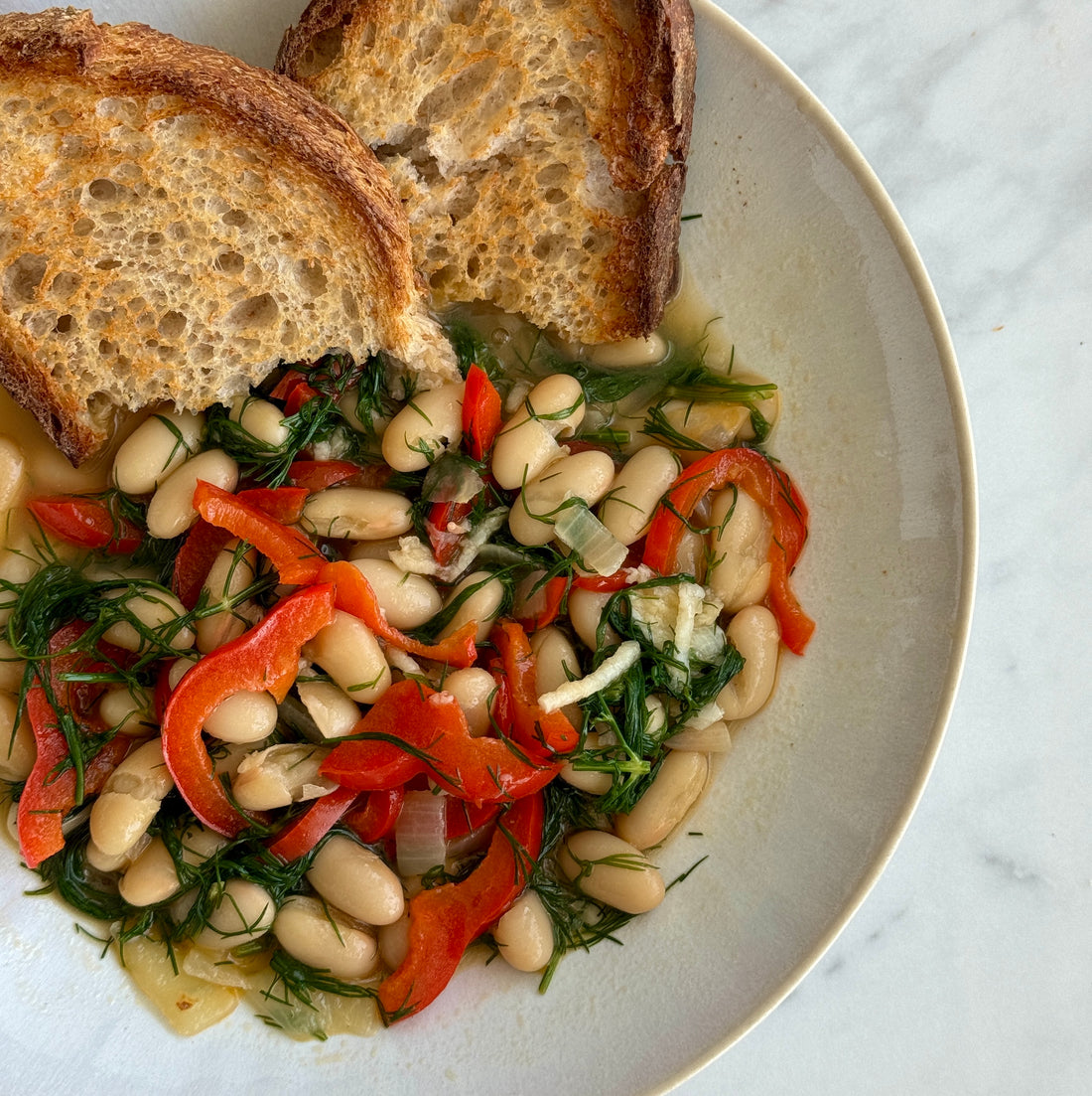 Lemon dill bone broth white beans