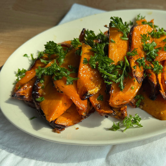 Caramelized sweet potato wedges