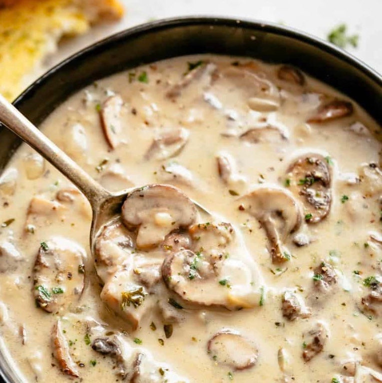 Homemade Cream of Mushroom Bone Broth Soup