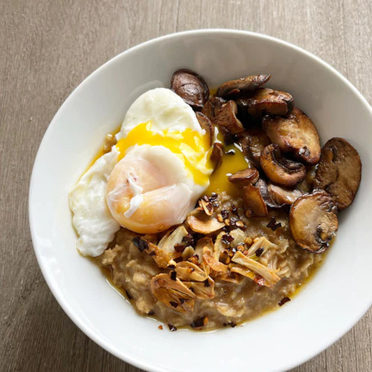 Savory miso oatmeal with bone broth